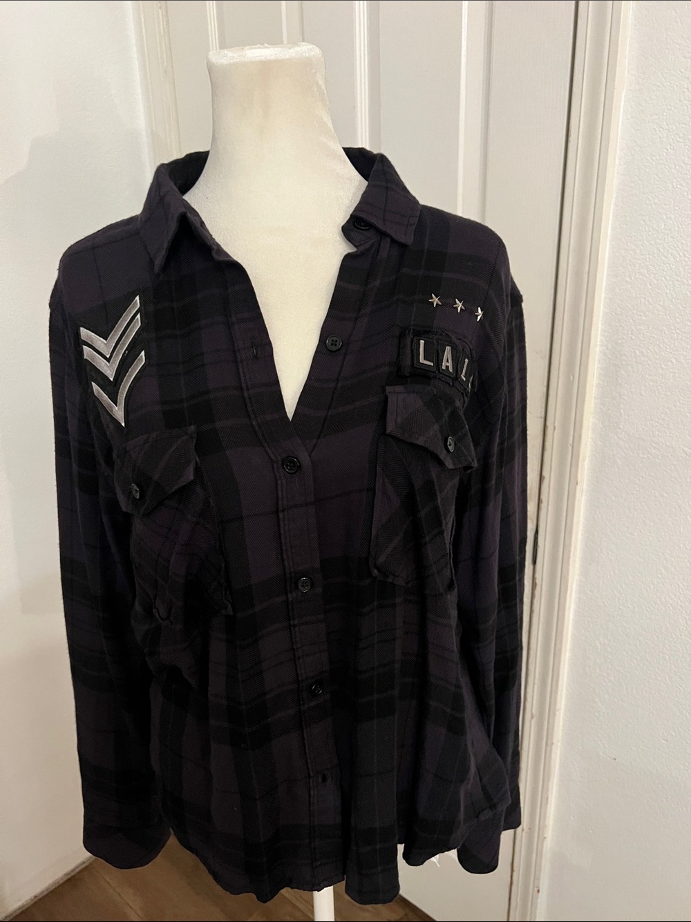 Rails Pepper LA14 Plaid Military blouse Small